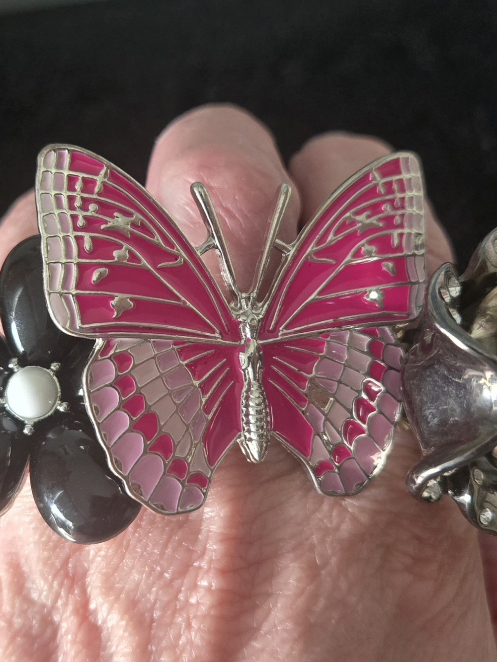 Statement Rings Adjustable – Butterfly, Flower & Rose Lot of 3